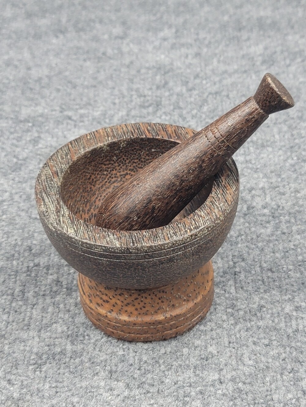 Antique Brown Wooden Hand Grinder Crush Pot Kitchen Mortar & Pestle Unbranded